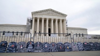 Images of headstones outside the Supreme Court