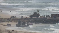 Photo of the pier constructed off the coast of Gaza by the United States to deliver aid