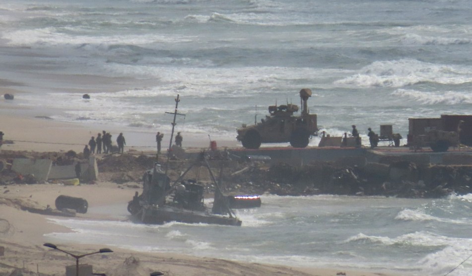 Photo of the pier constructed off the coast of Gaza by the United States to deliver aid