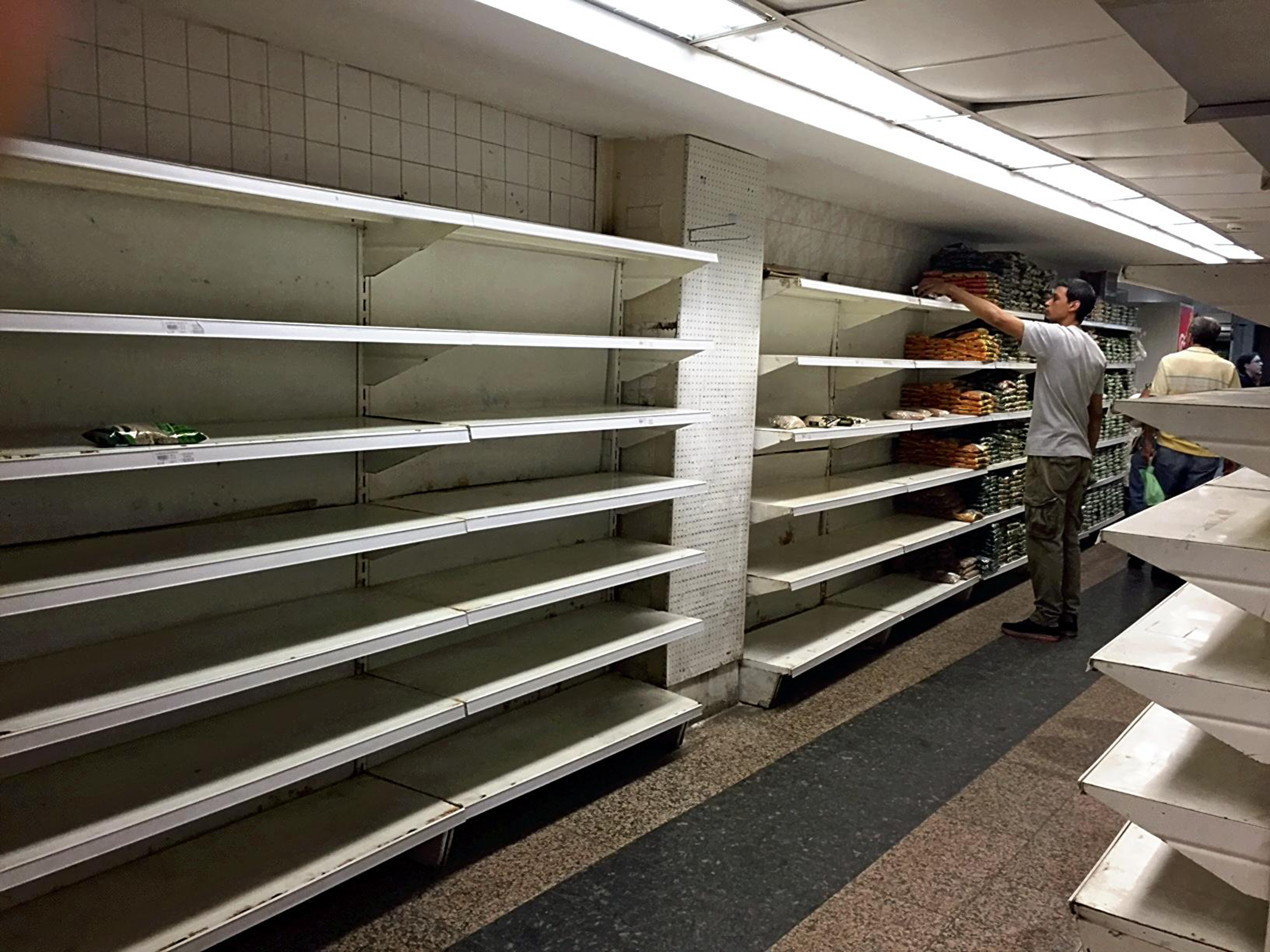 Empty shelves at a supermarket