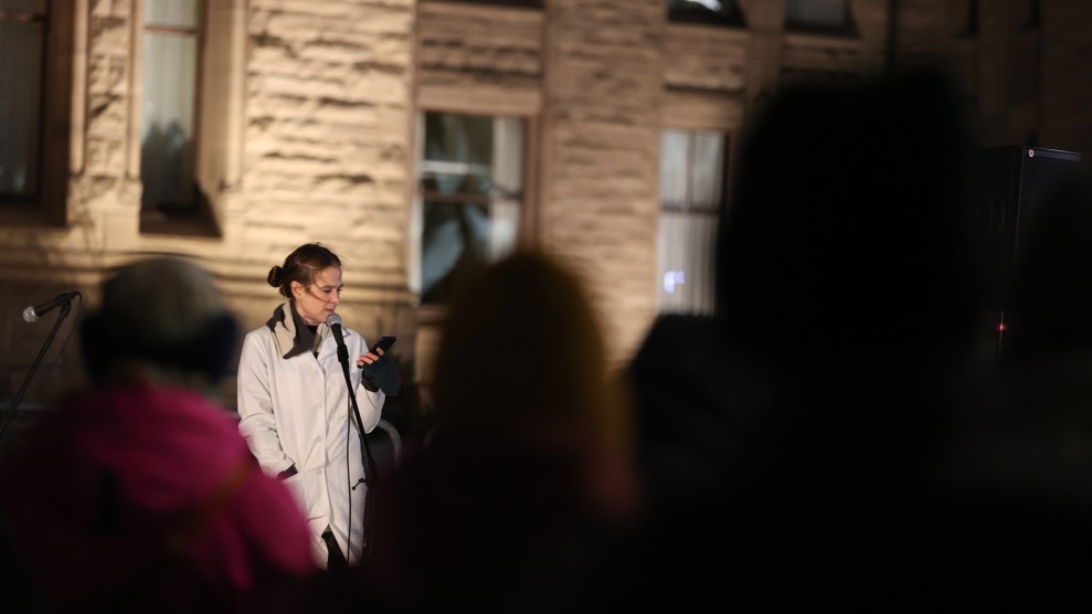 tanya haj-hassan speaks at a vigil