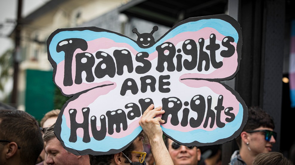 Sign that reads 'Trans rights are human rights'