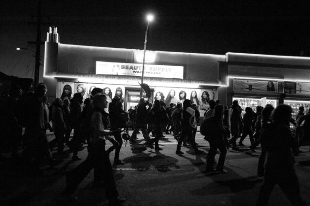 Occupy Oakland approaches 28th and Telegraph.