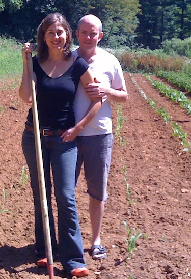 Alice Brooke Wilson and I, hoeing the corn. 