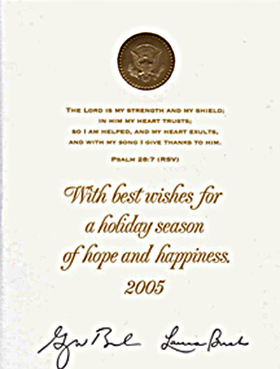 The 2005 Bush holiday card.