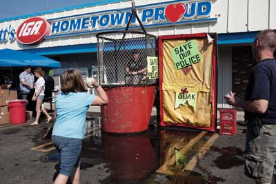 A dunk tank fundraiser in Mt. Sterling, which dissolved its police force due to lack of cash