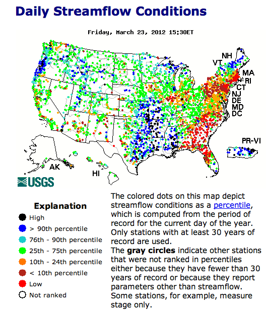 Daily streamflow for 23 Mar 2012.: USGS.