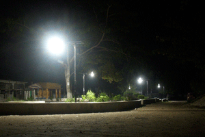 ENERSA's street lights in the dark. Photo credit ENERSA.