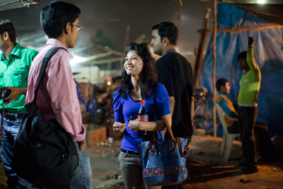 Monica Joshi, 22, kills some time before her graveyard shift at a Gurgaon call center.