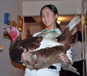 Janelle Thode, 16, shows off one of her turkeys: Courtesy Slow Foods Russian River