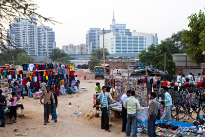 A makeshift market in Gurgaon.