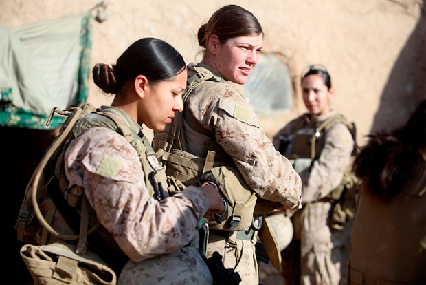 Female Marines on foot patrol in Marjah, Afghanistan: Marine Corps Photo