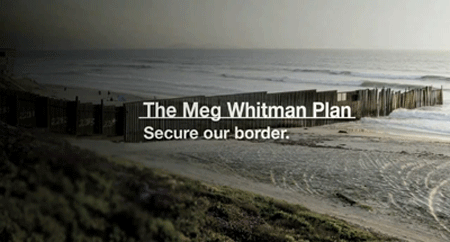 Image of border fence in Whitman ad