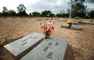 Anonymous graves for border crossers at Pima County's Evergreen Cemetery.