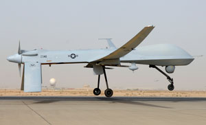 A MQ-1B Predator aircraft takes off on June 12, 2008. If you hear a Predator hovering above you in Pakistan, you're probably in for a very bad day. (U.S. Air Force photo by Senior Airman Julianne Showalter/Released)