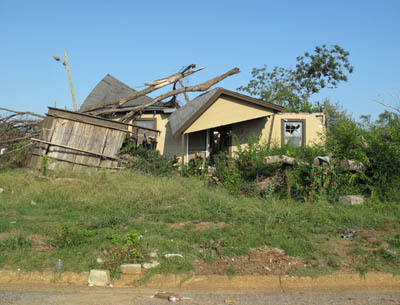 Tornado destruction.