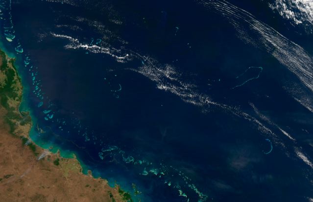 Part of the Coral Sea off the Queensland coast of Australia.: Credit: NASA.